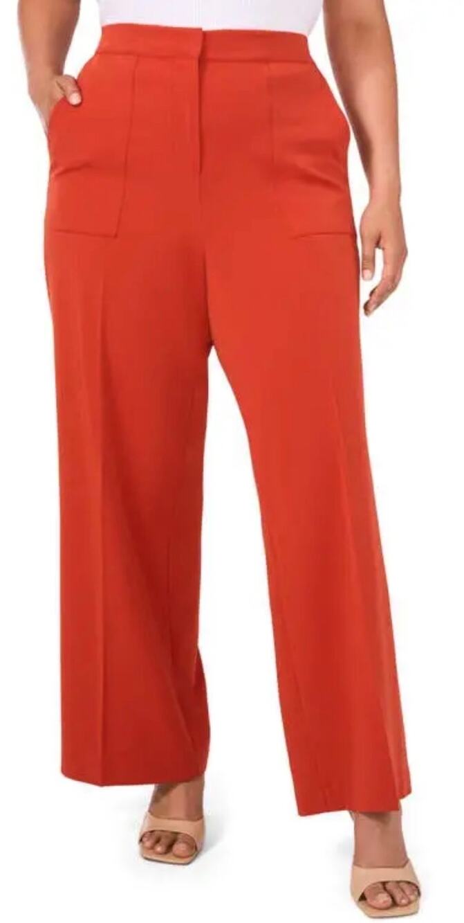 Halogen High Rise Wide Leg Pants, Rust Orange, Women's Plus Size 20W, NWT